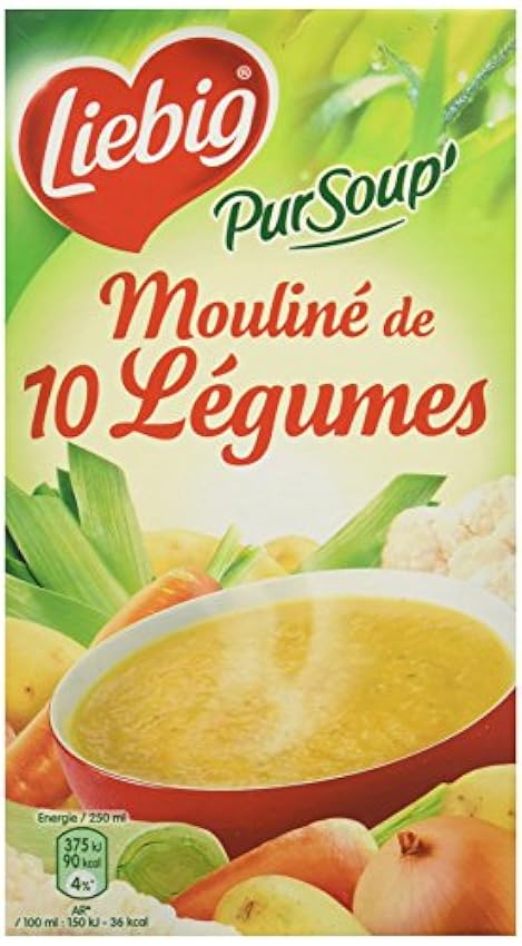 Liebig Pur Soup´ Mouliné de 10 Légumes Variés Brique de 1 L - Lot de 4 MTamMEuP
