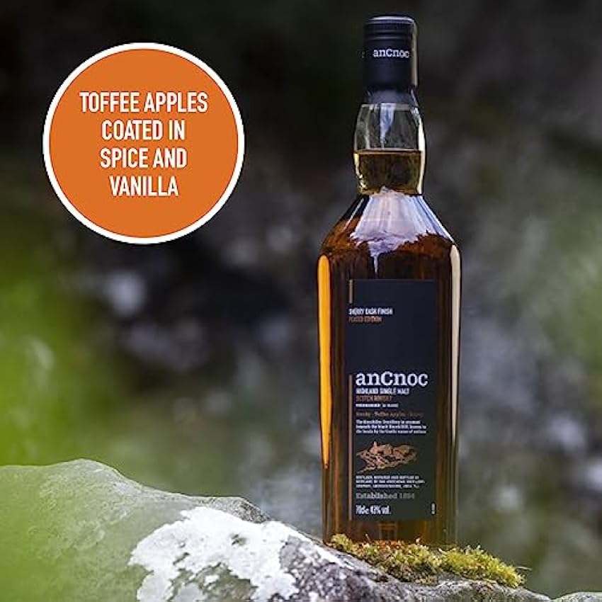 AnCnoc Highland Single Malt Scotch Whisky Sherry Cask Finish Peated Edition 43% Vol. 0,7l in Giftbox LtLrcrej