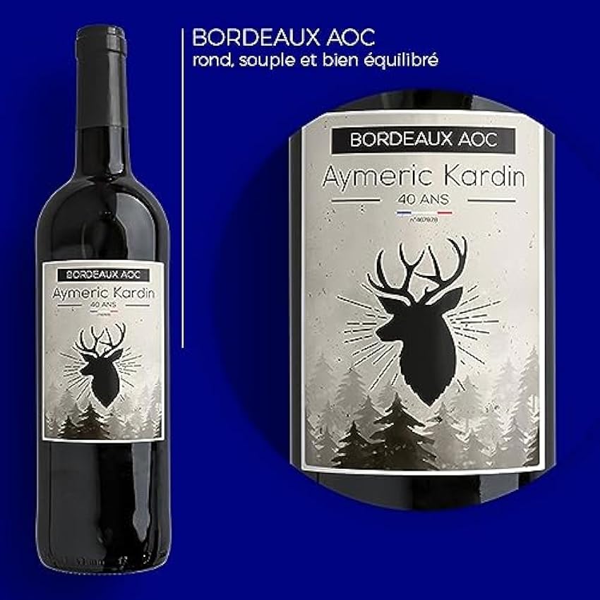 CADEAUX.COM - Bouteille de vin de Bordeaux personnalisée anniversaire - Cerf l4rK3zYF