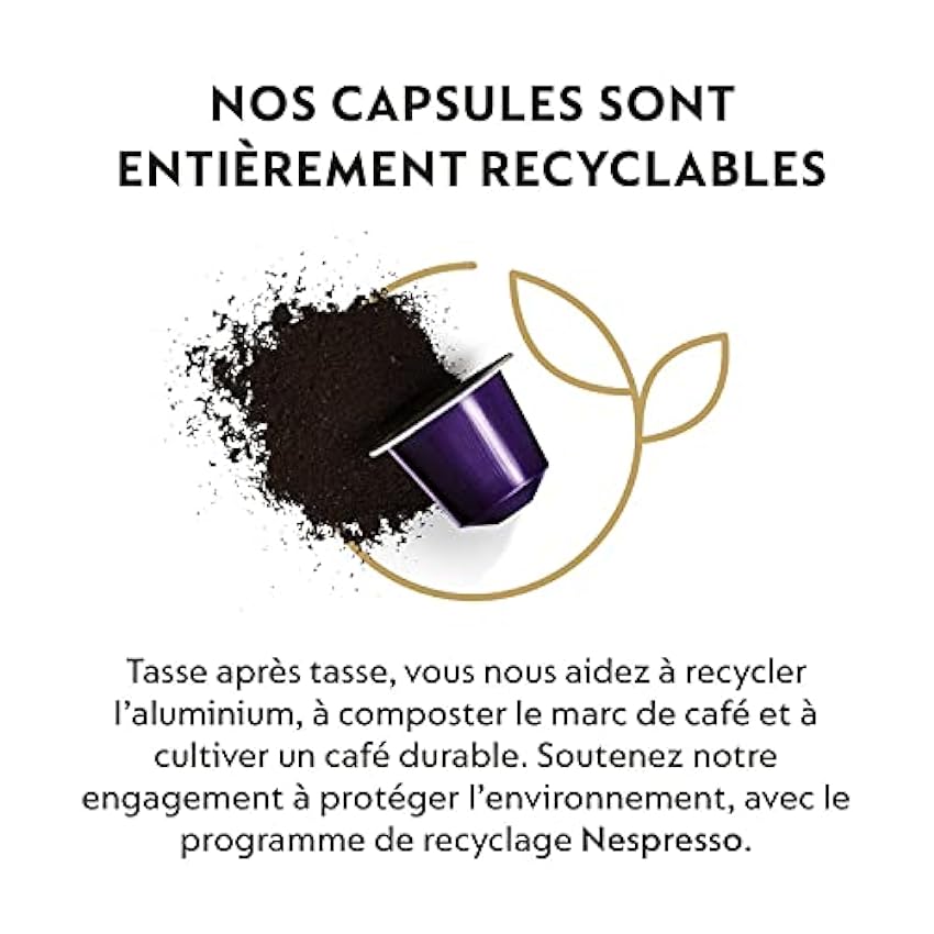 Nespresso Original – 50 Capsules de café décaféiné Arpeggio Decaffeinato – Intensité 9 – Pour Ristretto, Espresso & Cappuccino Recette Lait – (5 étuis de 10) OhkBEq3a
