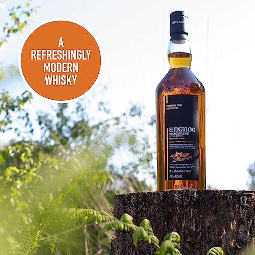 AnCnoc Highland Single Malt Scotch Whisky Sherry Cask Finish Peated Edition 43% Vol. 0,7l in Giftbox LtLrcrej