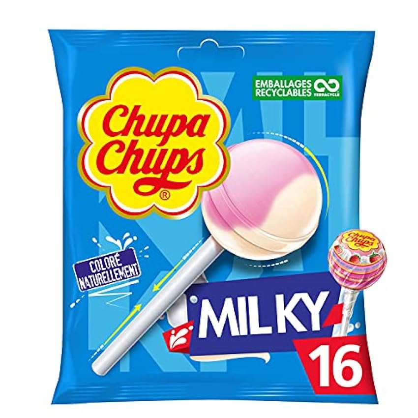 Chupa Chups Sachet De 16 Sucettes Bonbons Milky, Lot de 8 L8ywxYwu
