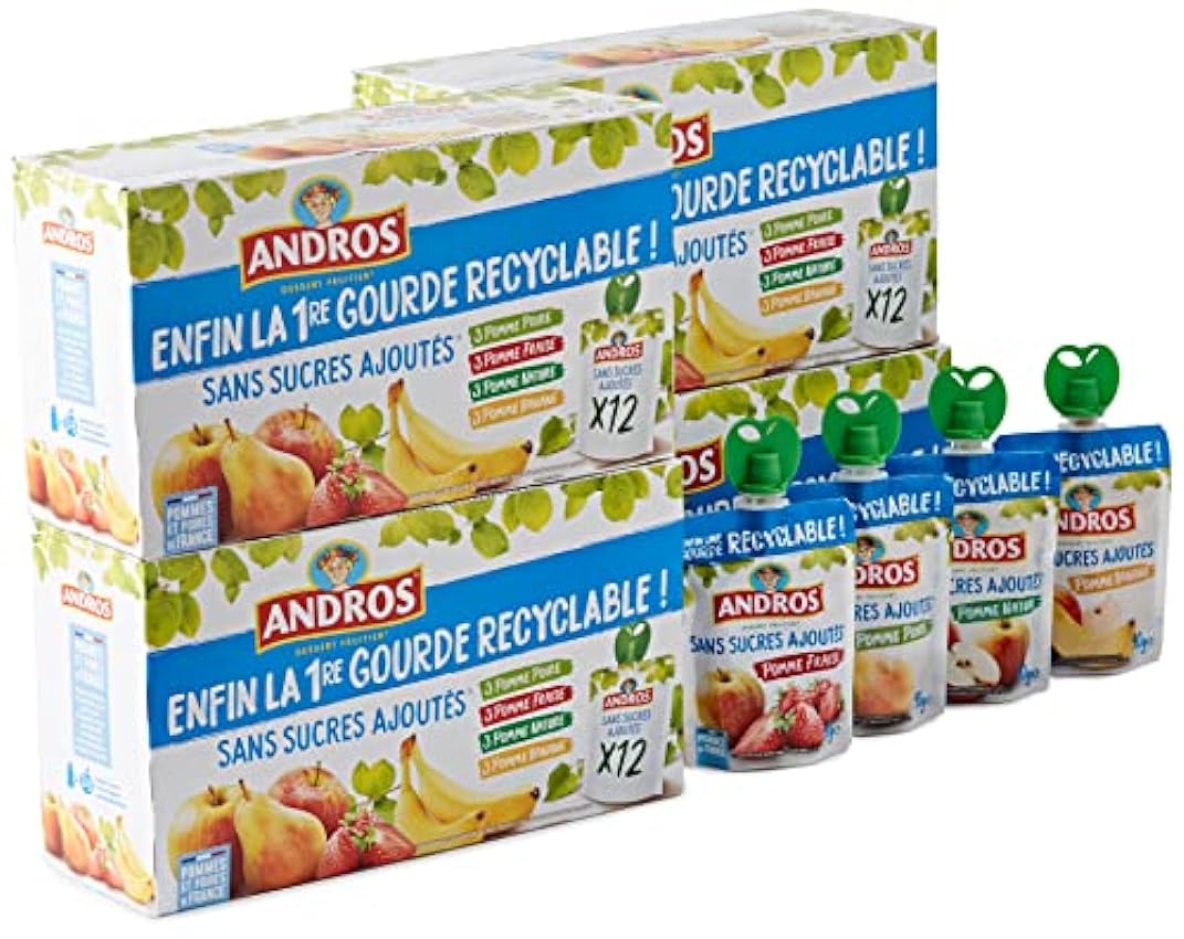 ANDROS - Compote de Fruit - Gourde Recyclable - Sans Su