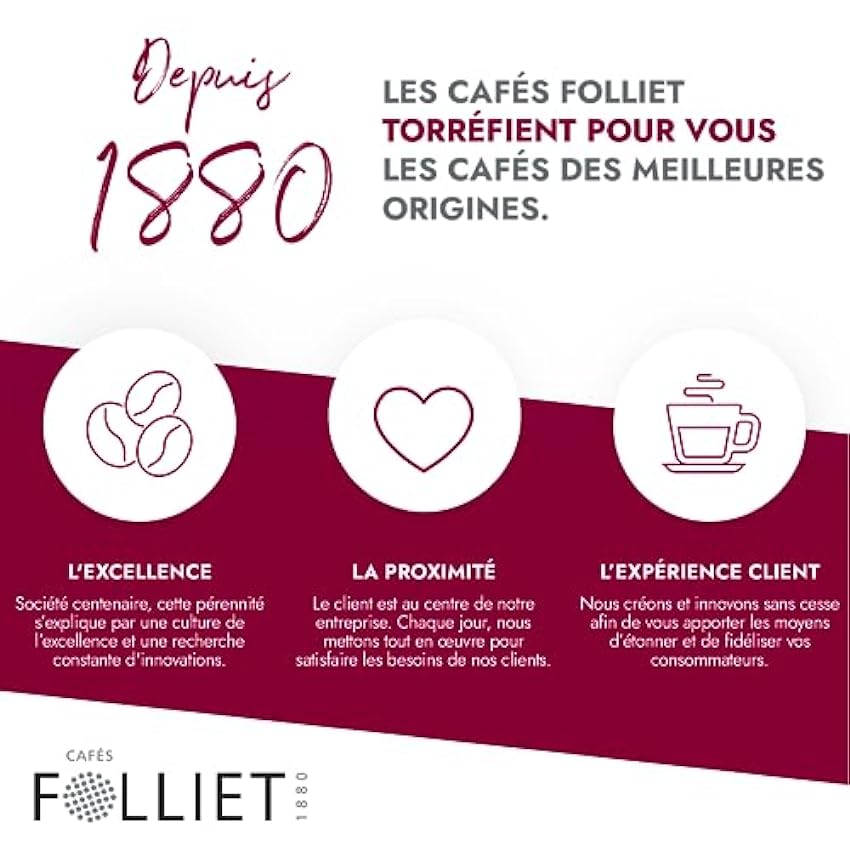 CAFÉS FOLLIET - Café En Grains Pure Origine Ethiopie Bio - Torréfaction Traditionnelle - Intensité 6/10 - Arabica Pur - 100% Arabica - 1kg LugrRkYn