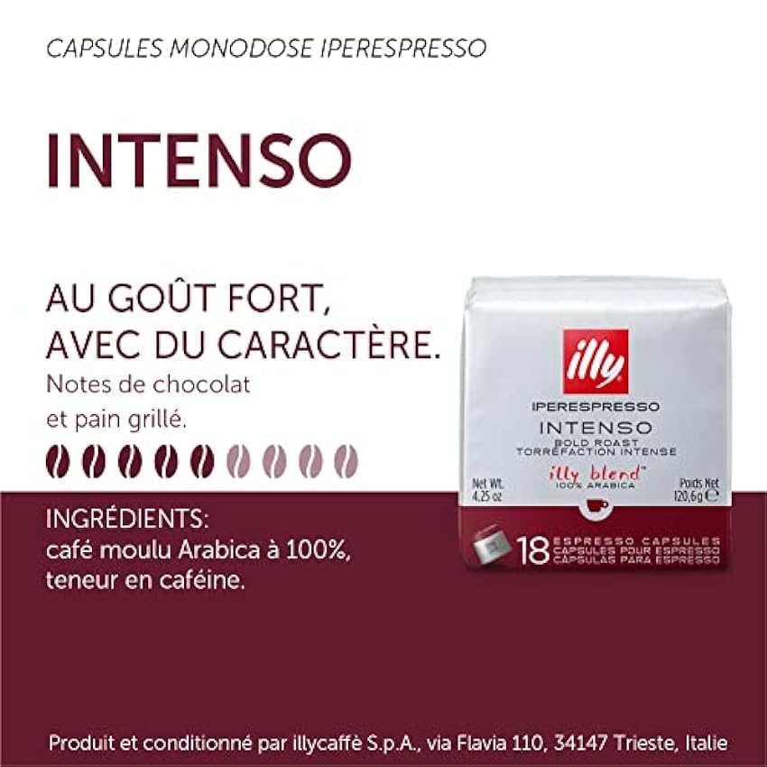 Illy Capsules café Iperespresso Torréfié INTENSO, 6 packs de 18 capsules, au total 108 capsules MLHfPCc4