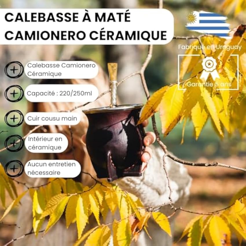 YVY MATÉ Kit Maté Camionero Céramique | Pack Calebasse Céramique, Bombilla classique et 1 poche de Yerba Mate Vert Bio 500g | Ensemble de maté facile | Fabrication Artisanale en Uruguay ne8PzNJp
