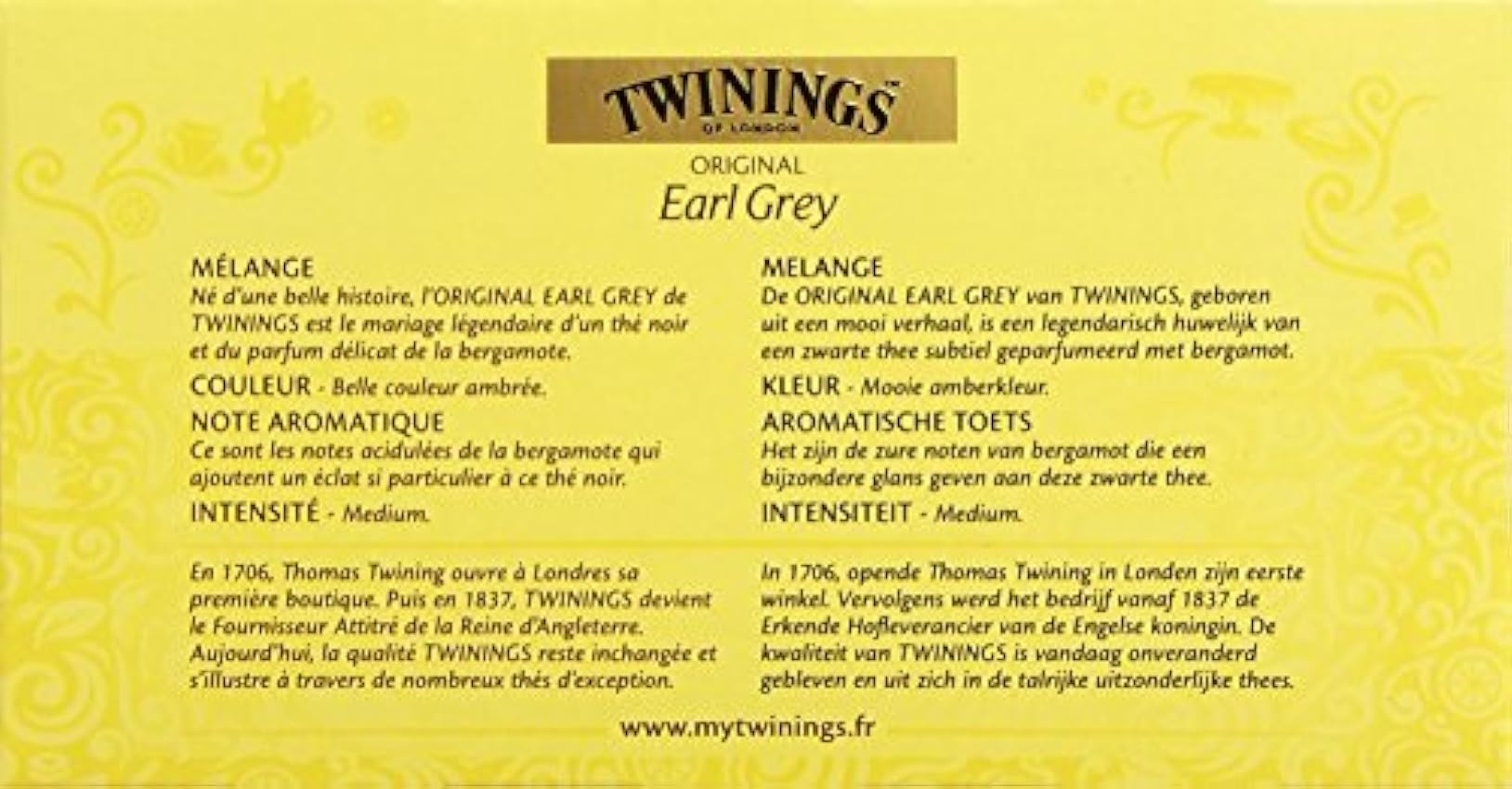 Twinings Thé Original Earl Grey 25 Sachets 50 g - Lot de 4 Mpubc14A