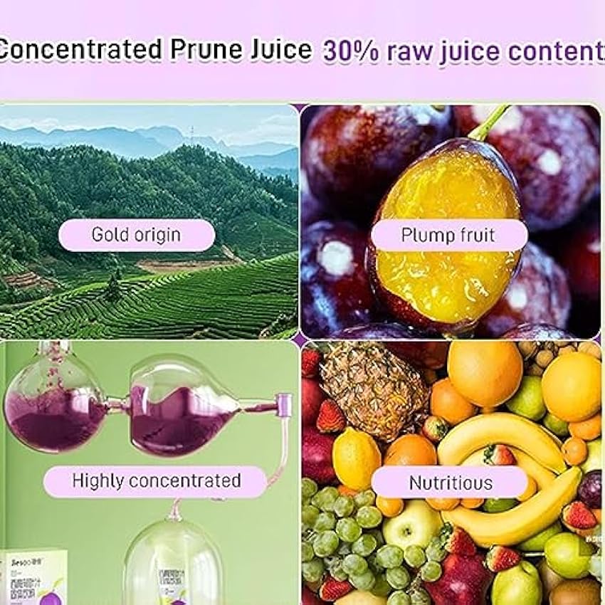 Prune Lotus Leaf Juice, Prune Lotus Leaf Juice 100% Pure & Organic, Prune Lotus Leaf Juice Prebiotic Prune Juice Dietary Fiber, Prune Juice for Constipation for Adults (5box/100pcs) NoSYbzMU