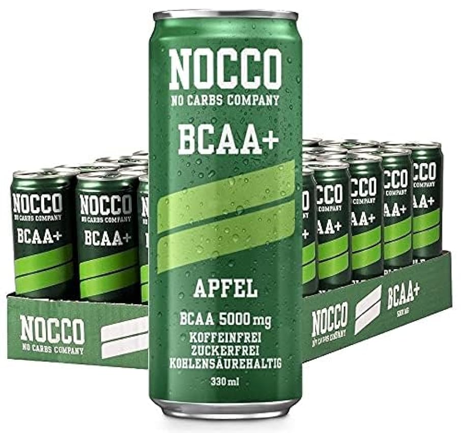 NOCCO BCAA+ Apfel 24x330ml Boissons aminées sans café et sucre - Programmes sportifs sans alcool pour plus d´apprentissage et une meilleure régénération lg01KkwC