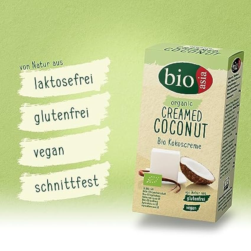 BIOASIA Crème de Noix de Coco Bio 100% en Bloc 200 g 10 Pièces LxNSDph7