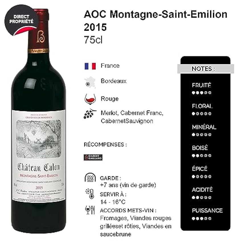 Château Calon Montagne-Saint-Emilion - Rouge 2015 - Vin Rouge de Bordeaux (3x75cl) mxGz5gah