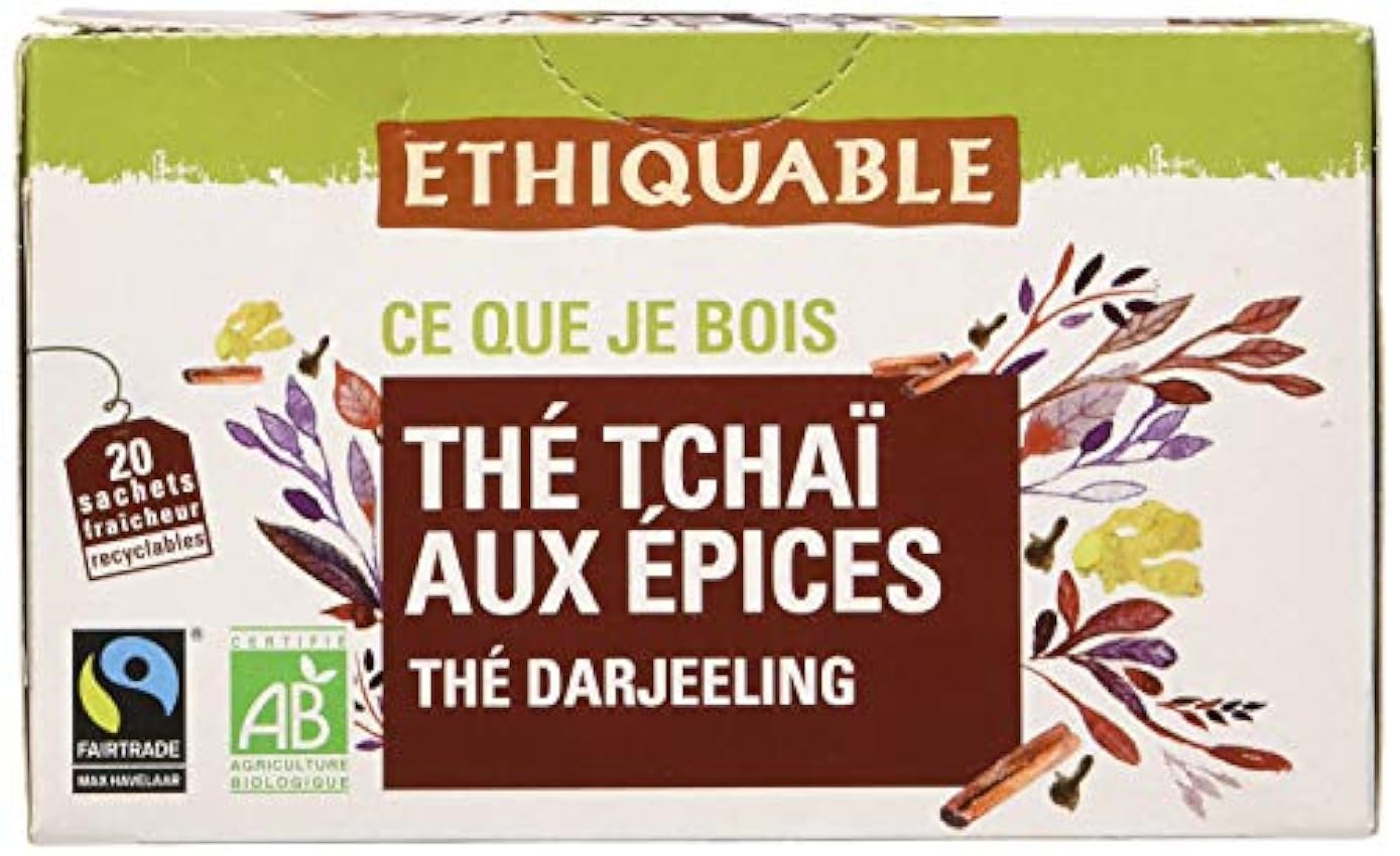 Ethiquable Thé Noir Tchaï aux Épices, Bio, Les 20 Sache