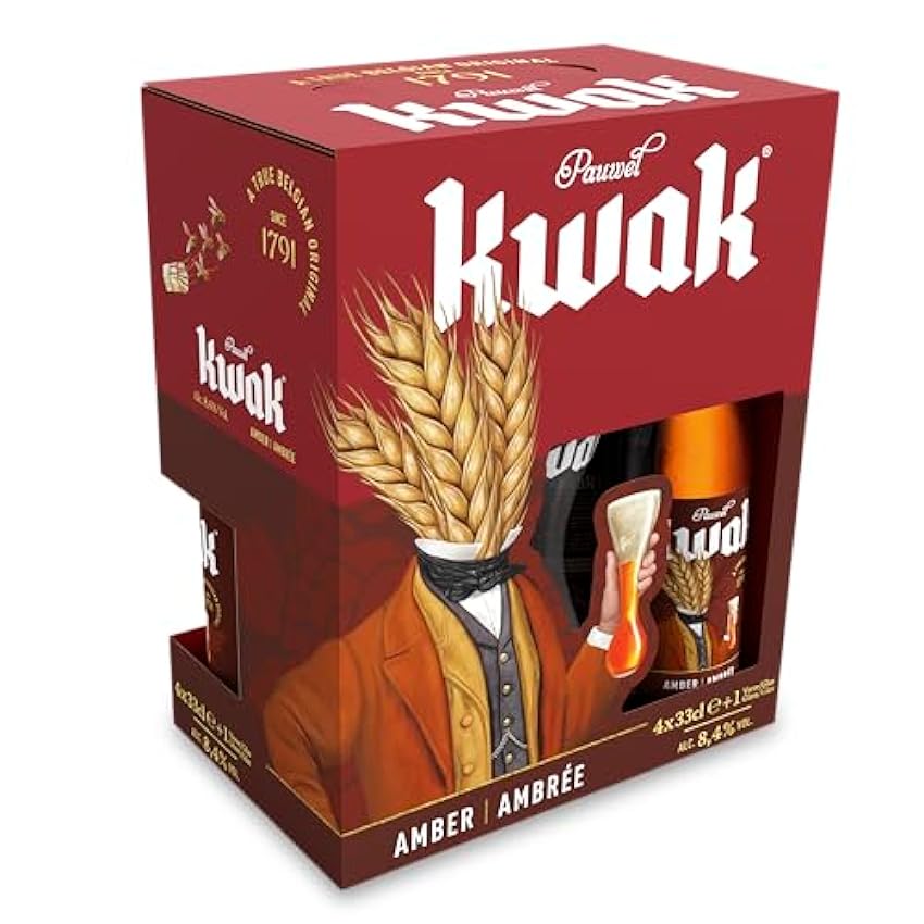 Kwak Bière Ambrée Coffret 4 Bouteilles 33cl + 1 verre l4YsVJwY