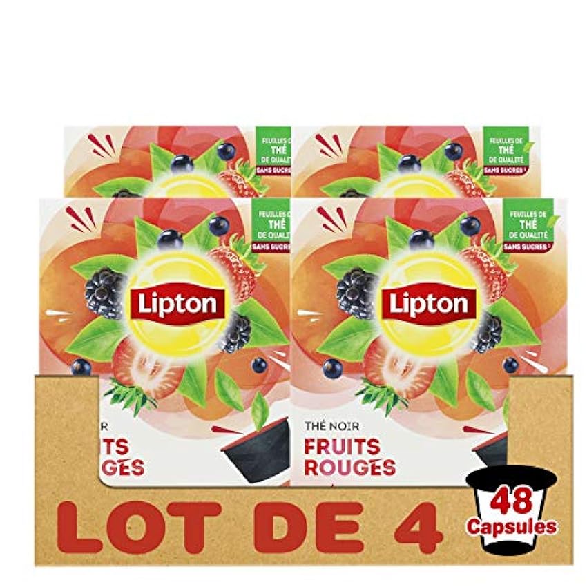 Lipton Thé Noir Fruits Rouges, Capsules Compatibles Nes