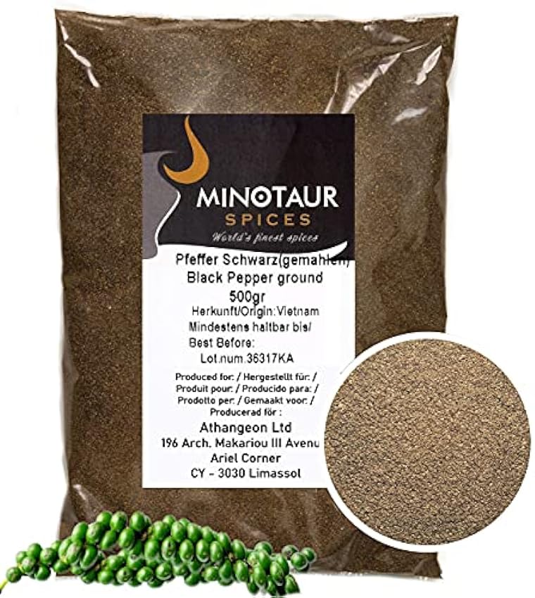 Minotaur Spices | Poivre noir moulu | 2 x 500 g (1 Kg) 
