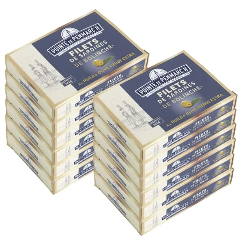 Filets de sardines de bolinche à l´huile d´olive vierge extra le lot de 12 boîtes de 100g - Exclusivité Pointe de Penmarc´h - Livraison en 2 à 3 jours ouvrés depuis la Bretagne Od1nCoXI