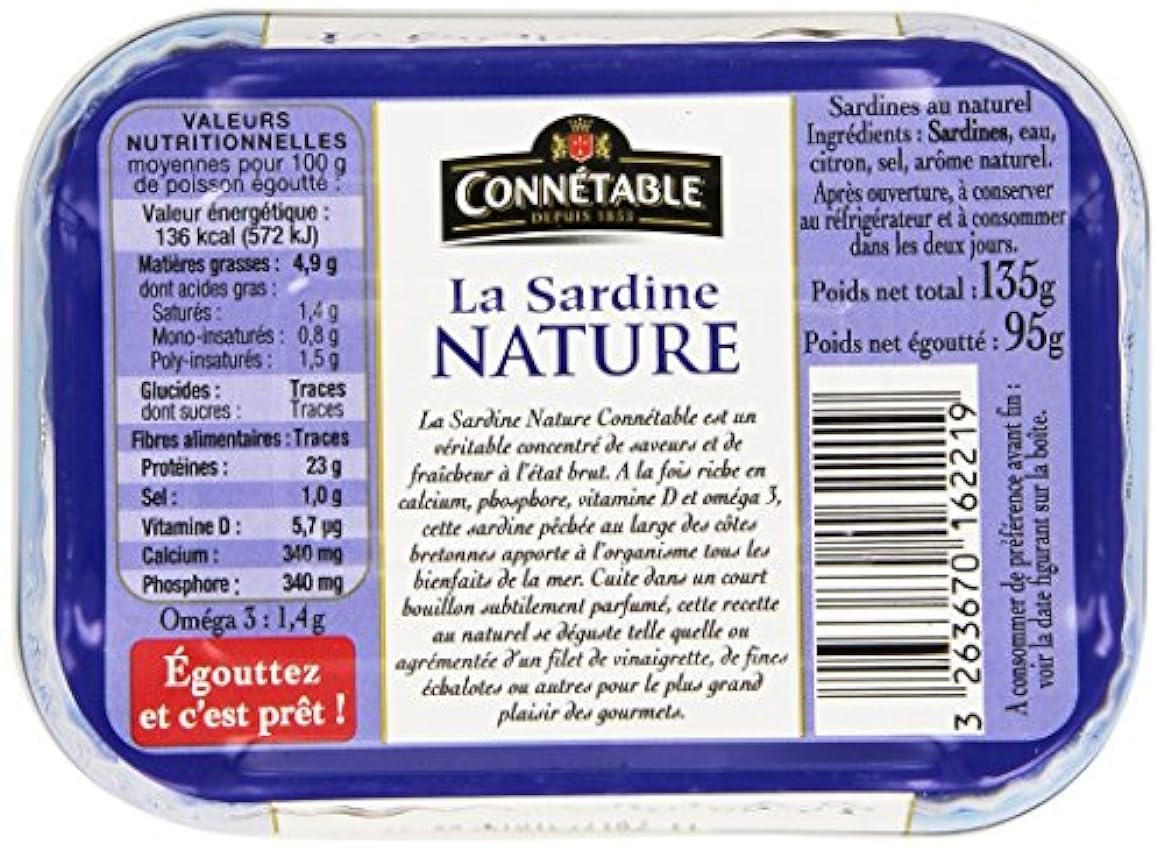 Connétable Sardine Nature 135 g - Lot de 6 nDNd52rt