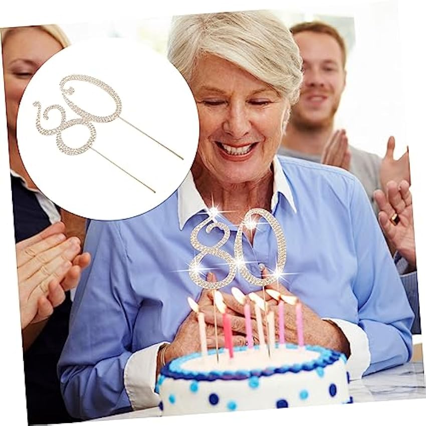 Ciieeo 3 Pièces insert de gâteau numérique gâteau de fête chapeau haut de forme pour homme décor gâteau d´anniversaire 80e gâteau dessus de gâteau en cristal grande accessoires insérer L1SsNWNe