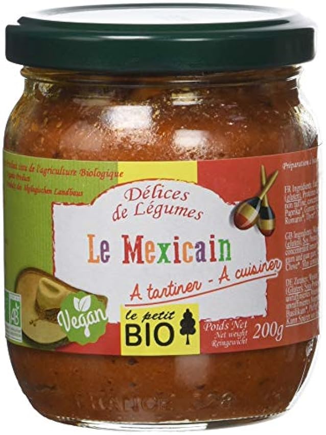 Petit Bio Délice de Légumes Le Mexicain 200 g - Lot de 