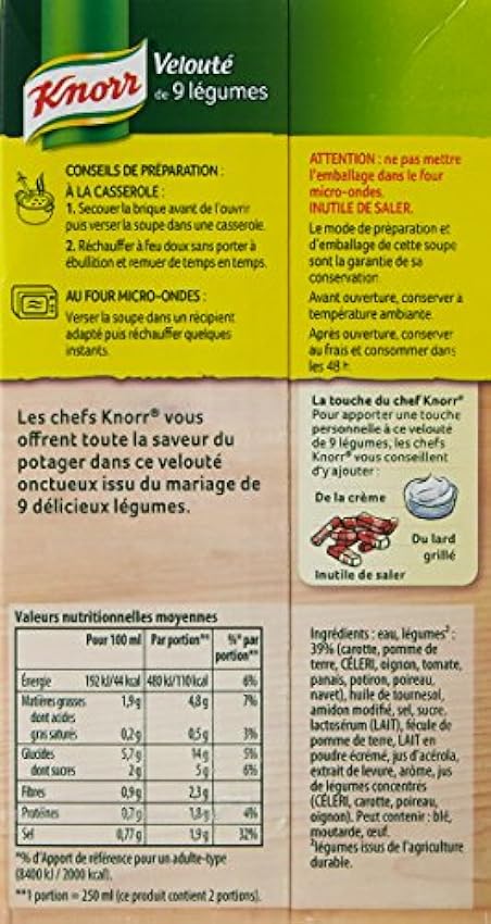 Knorr Soupe Velouté de 9 Légumes 50 cl - Lot de 6 MIvcAjcJ