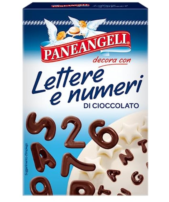 Paneangeli Lettere e Numeri di Cioccolato Lot de 10 lettres et chiffres en chocolat pour décorer les desserts, paquet de 60 g + boîte italienne Gourmet Polpa di Pomodoro 400 g MvMTVN0X