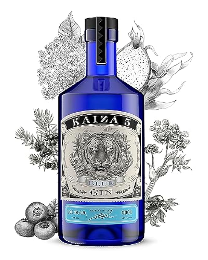 KAIZA 5 BLUE GIN – 0,7 l - 43% | Gin d´Afrique du Sud/Le Cap | Floral, fruité, frais | Sureau, myrtille et fruit du dragon m5pnoI0X