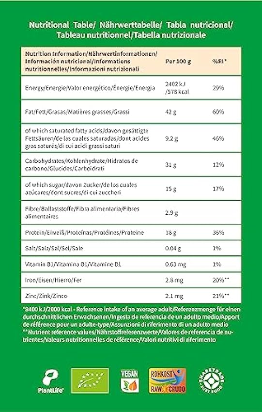 PlantLife Noix de cajou BIO 1kg – Noix de cajou brutes, non traitées et naturelles - 100% recyclable o1lM1MPM