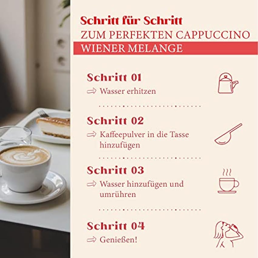 Hearts Cappuccino Wiener Melange, Lot (2 x 1 kg), poudre de café instantanée de Vienne pour 160 tasses NJeV8r3b