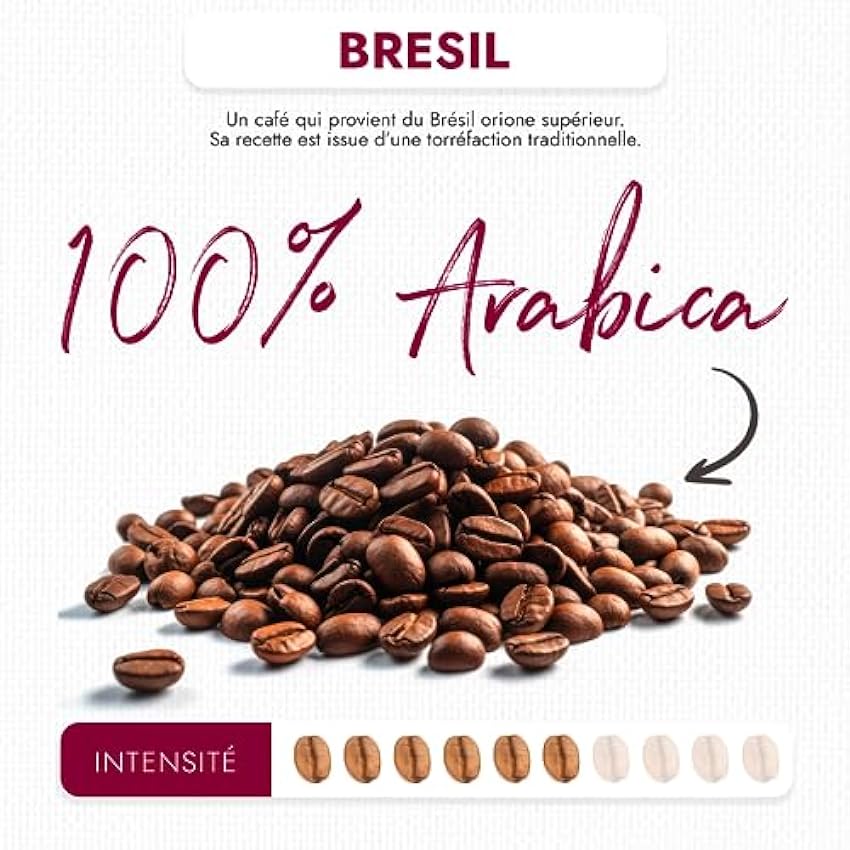 CAFÉS FOLLIET - Café En Grains Pure Origine Brésil - Torréfaction Traditionnelle - Intensité 6/10 - Arabica Pur - 100% Arabica - Cafés Verts Du Brésil - 1kg LRN4sGOJ
