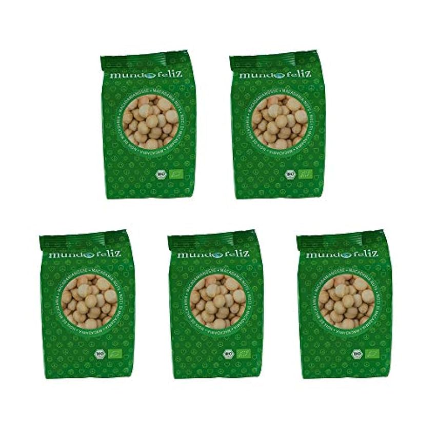 Mundo Feliz - Lot de 5 sachets de noix de macadamia bio non grillées, 5 x 100 g OgKO9g94