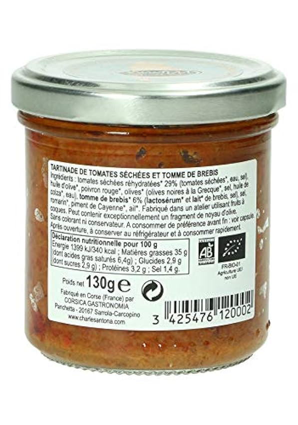 Les spécialités de Minna Tapas Tomates Séchées/Tomme de Brebis 130 g myAXzuUO