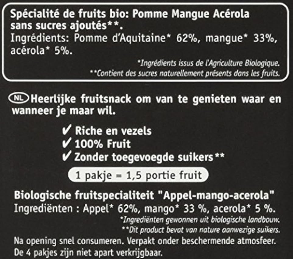 Vitabio Gourde Pomme Mangue Acérola 480 g - Lot de 3 oNKIxQzX