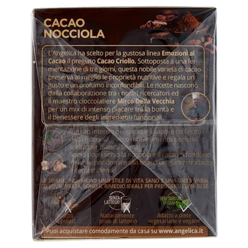 L´ Angelica Tisana Cacao e Nocciola Lot de 5 tisanes au cacao et noisette, lot de 15 filtres + boîte italienne Gourmet Polpa di Pomodoro 400 g obM2hwL7