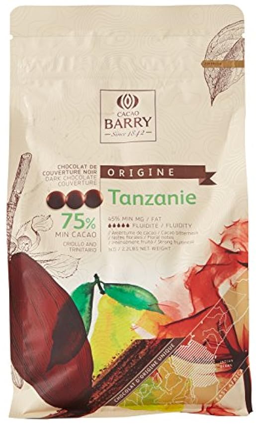 CACAO BARRY 75% Min Cacao Chocolat Tanzanie Pistoles 1 