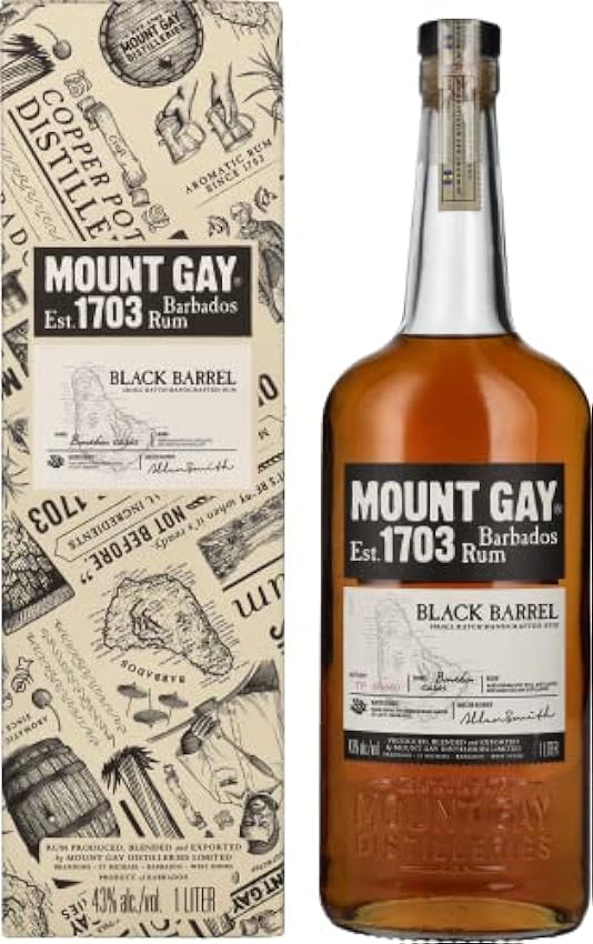 Mount Gay 1703 BLACK BARREL Barbados Rum 43% Vol. 1l in Giftbox mWccDRKd