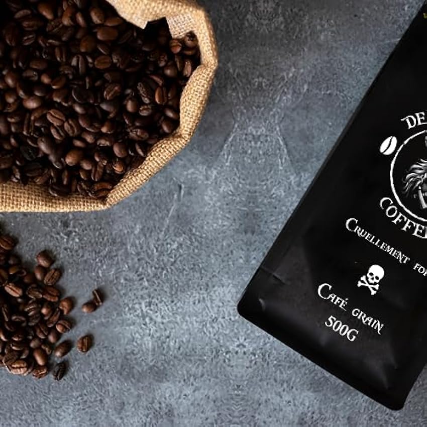 DEVIL CAPTAIN COFFEE | Cafe grain | Cafe fort & Intense | Notes de cacao et fruits secs | Torrefaction lente et artisanale | Faible acidité (2X500G) O8OlJJ3K