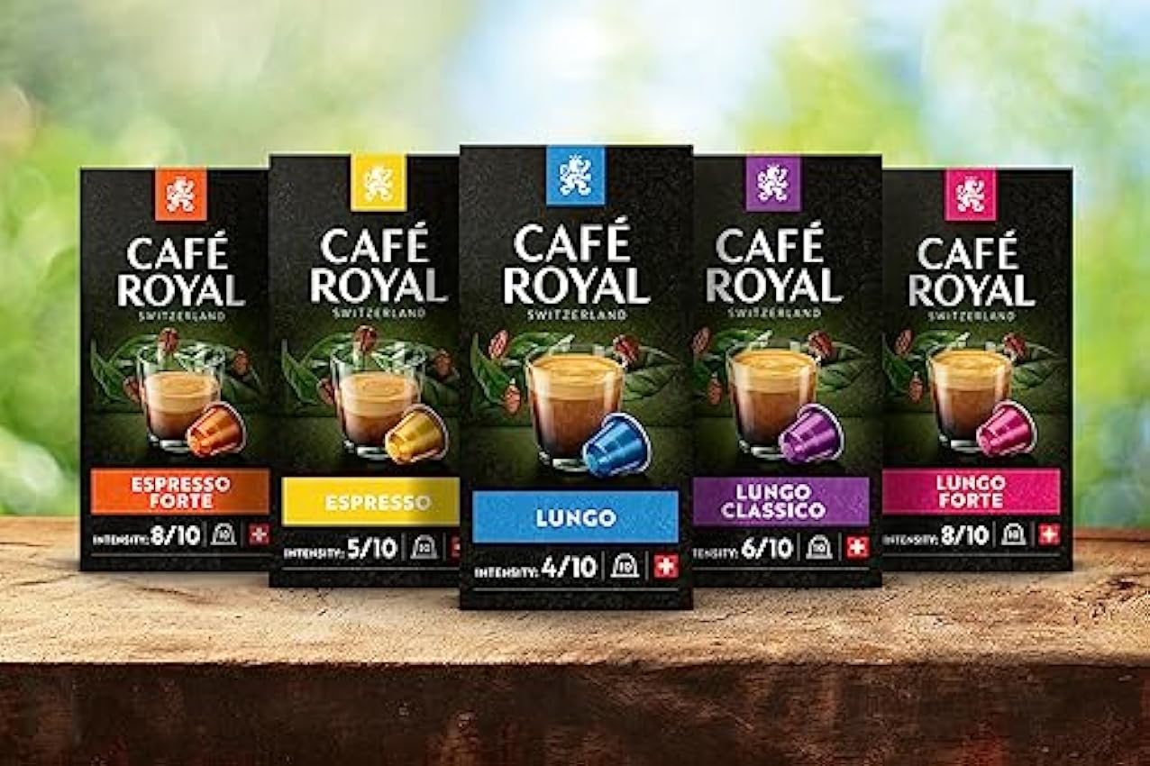 Café Royal Lungo Forte Lot de 100 capsules pour machine à café Nespresso - Intensité 8/10 - Capsules de café en aluminium certifié UTZ o1hm70MN