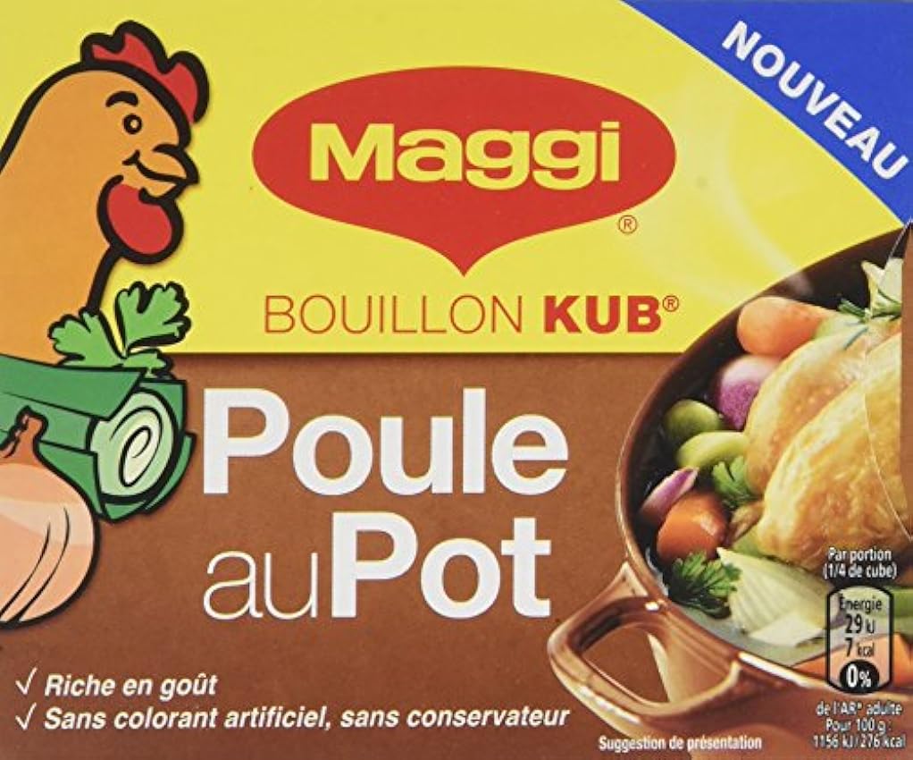 Maggi Bouillon KUB Poule au Pot (15 cubes) 150g - Lot d