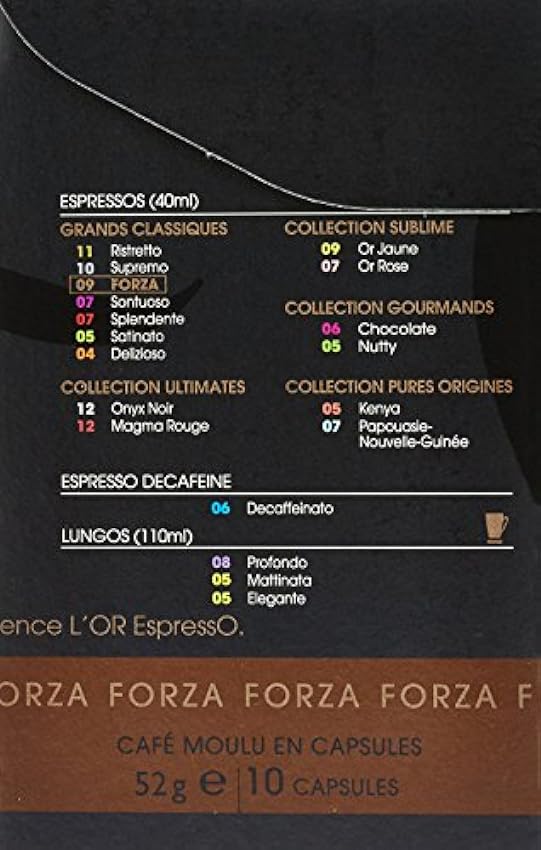 L´OR ESPRESSO Forza 10 capsules de café compatibles avec les machines à café Nespresso - Lot de 4 (40 capsules) nJEx4Pjv