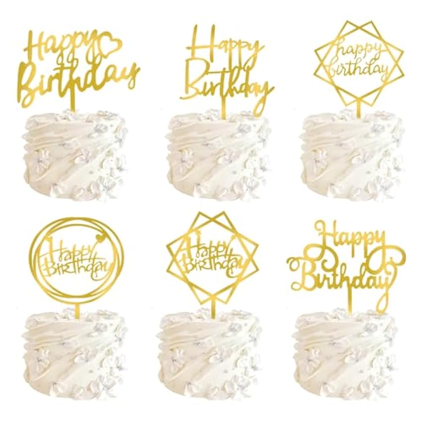 Lot de 6 décorations de gâteau « Happy Birthday » - Déc