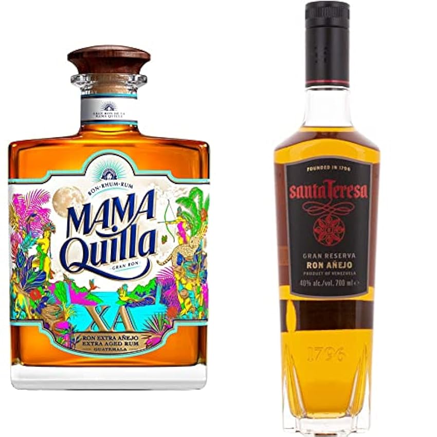 MAMA QUILLA - Rhum XA - Rhum Vieux - 40% Alcool - Origine : Guatemala - Bouteille de 70 cl & Santa Teresa Gran Reserva, Rhum ambré - ron anejo, 70cl, 40% nEke2Yg8