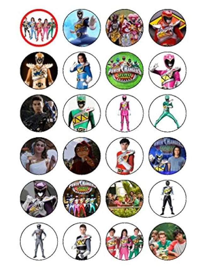 Lot de 24 décorations comestibles Power Rangers pour cu