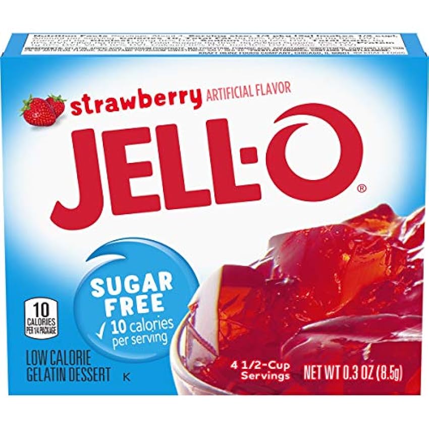 Jell-O Sugar-Free Gelatin Dessert, Strawberry, 0.3-Ounc