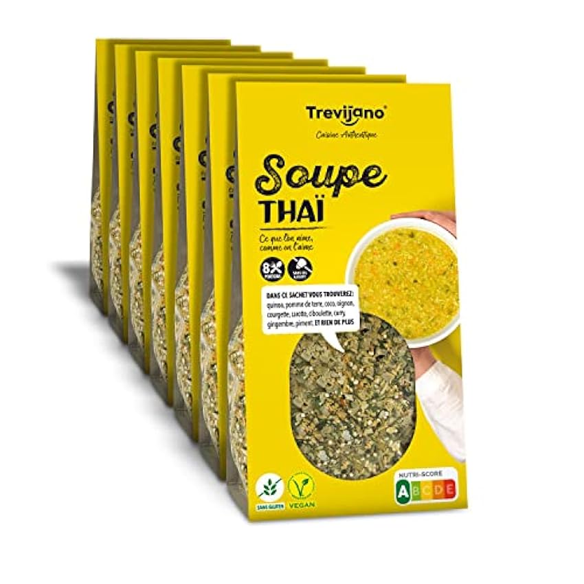 TREVIJANO Soupe Thaï : 7 sachets de 200 g chacun. Chaque sachet contient 8 portions de soupe thaï Ml7Iv187