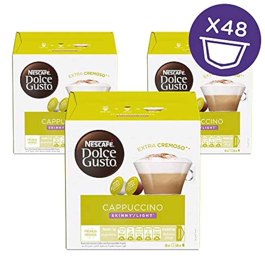 Nescafé Dolce Gusto Cappuccino light, Lot de 3, 3 x 16 Capsules (24 portions) M5ZspIjU