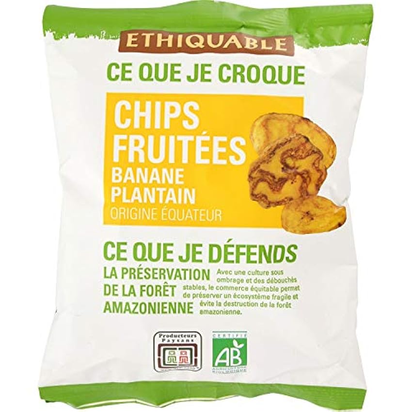 Chips bio banane plantain fruitées ETHIQUABLE le sachet
