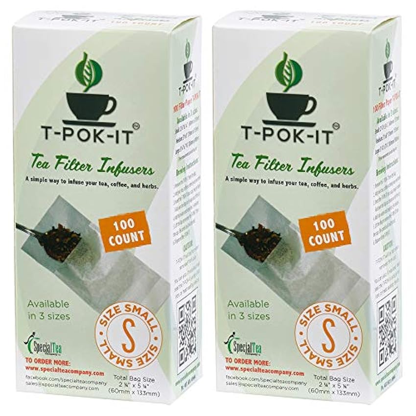 Special Tea 080101728782 T-Pok-It Filtre à thé avec infuseurs Blanc Taille S 200 pièces 60 mm x 130 mm MeRq5hOm