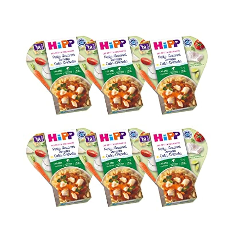 Hipp Biologique Les Petits Gourmets Petits Macaroni Tomates Colin Alaska dès 18 mois - 6 assiettes de 260 g mebBMLd8