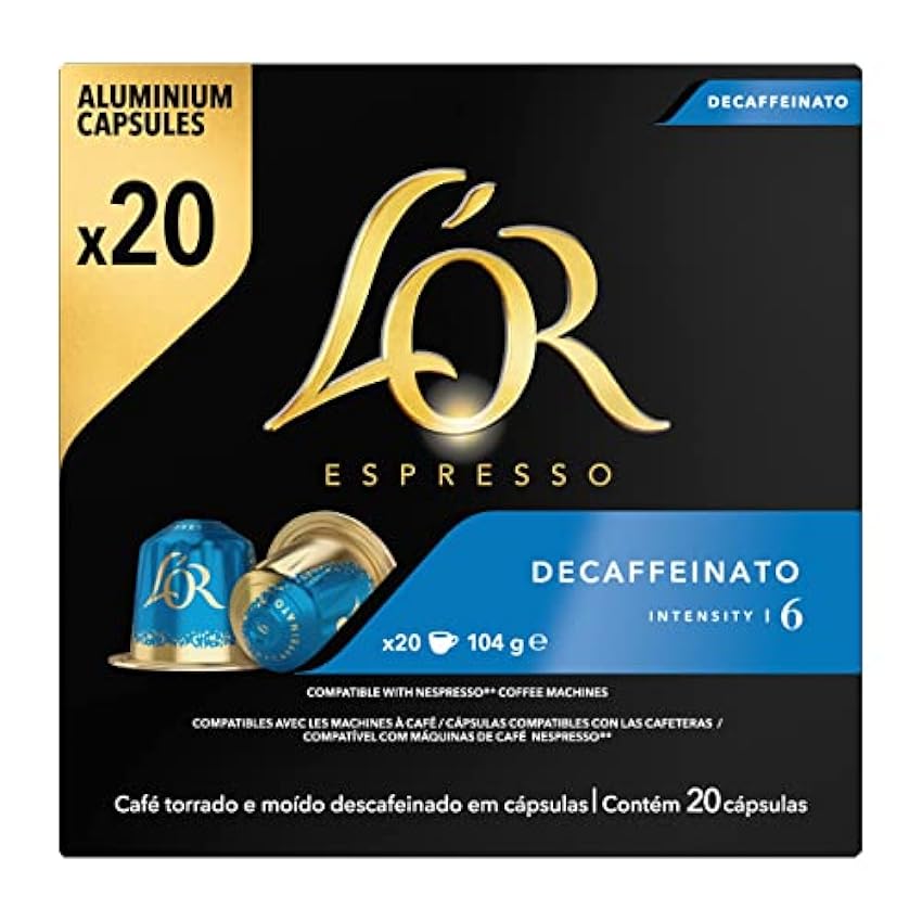 L´Or Espresso Café - 200 Capsules Decaffeinato Intensité 6 - compatibles Nespresso®* (lot de 10 x 20) mEtq4spl