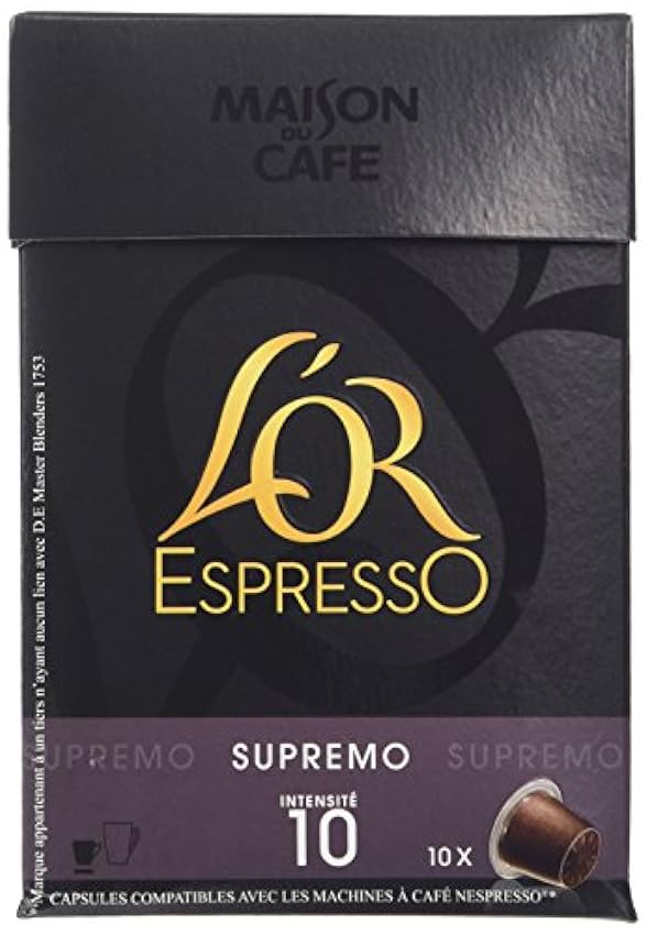 L´OR ESPRESSO Supremo 10 capsules compatibles avec les machines à café Nespresso - Lot de 4 (40 capsules) NmuJtyeJ